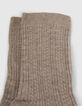 Chaussettes noir, beige, gris tricot fantaisie Femme-4