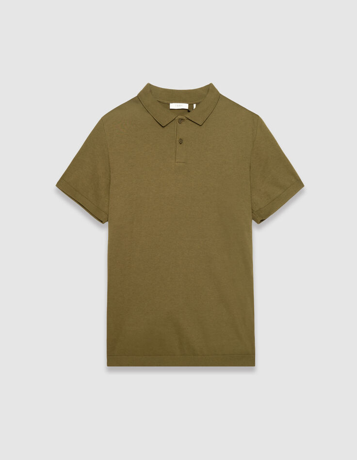 Men&rsquo;s khaki cotton modal short-sleeved polo shirt-5