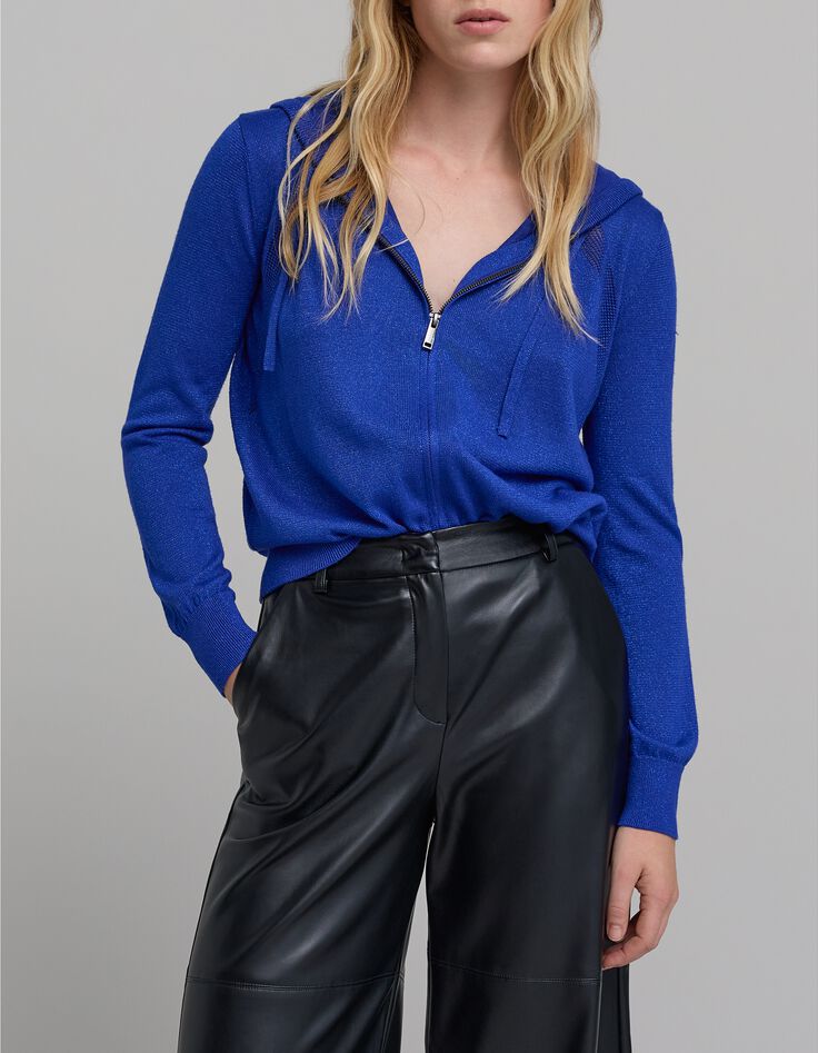 K&ouml;nigsblaue durchbrochene Stern-Strickjacke-2