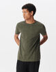 Men’s khaki semi-plain rolled neck T-shirt-2