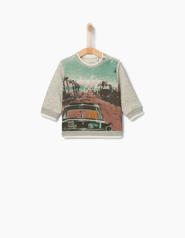 Grauer Baby-Sweater mit Stickerei California -2
