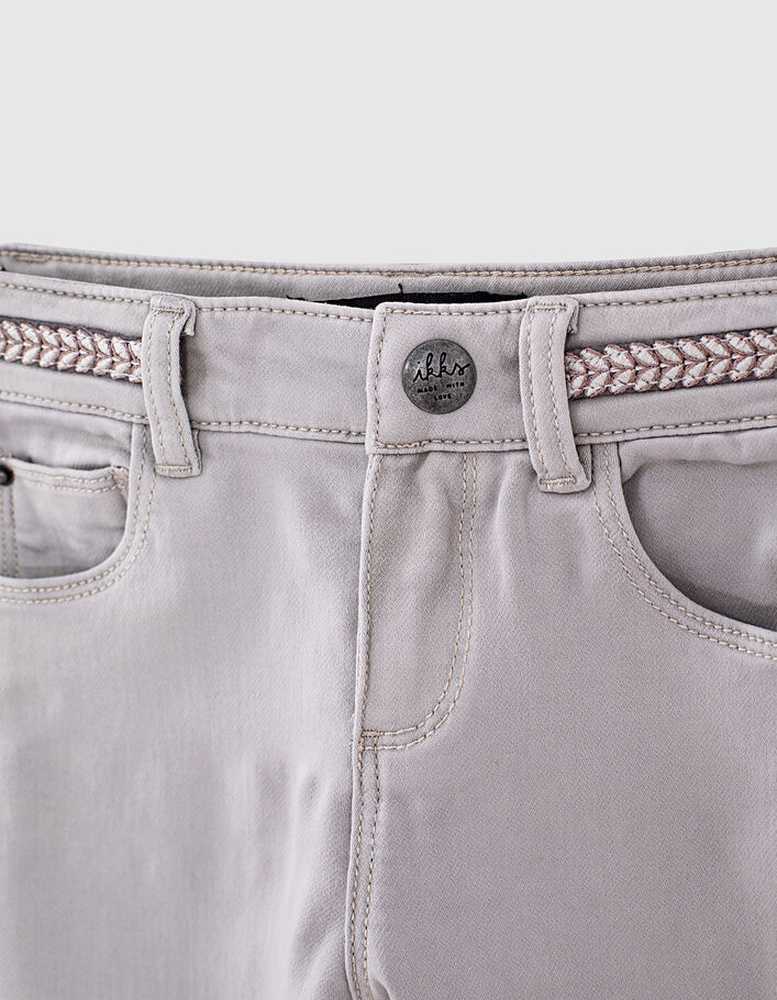 Mädchen-Skinny-Jeans in Light Grey mit Borte an der Taille-4