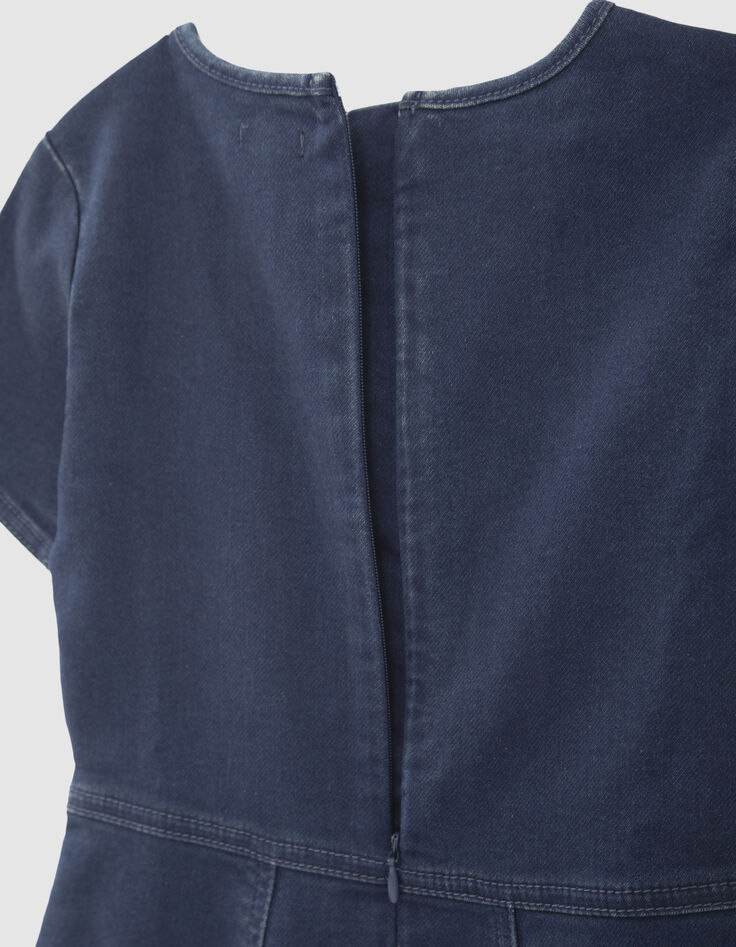 Robe patineuse en jean brut brodée fille-6