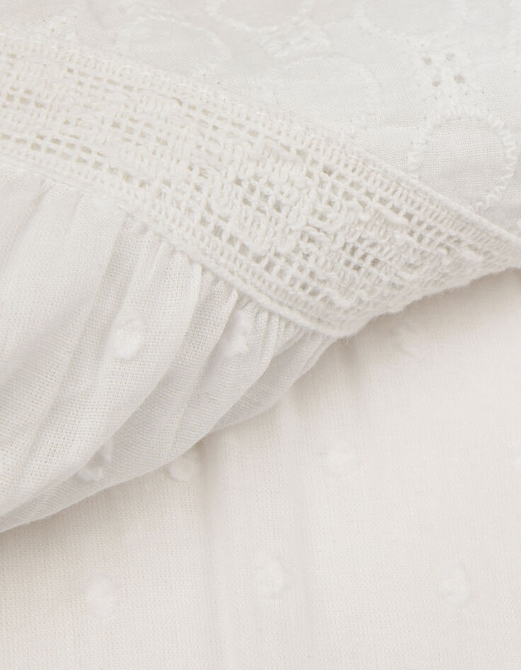 Women's white jacquard and lace blouse-3