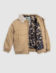 Bomber camel cuello piel capucha extraíble niño-3