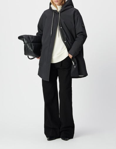 Parka noire fourr&eacute;e &agrave; capuche Femme - IKKS