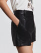Pure Edition-Zwarte leren short met sierstiksels Dames-3