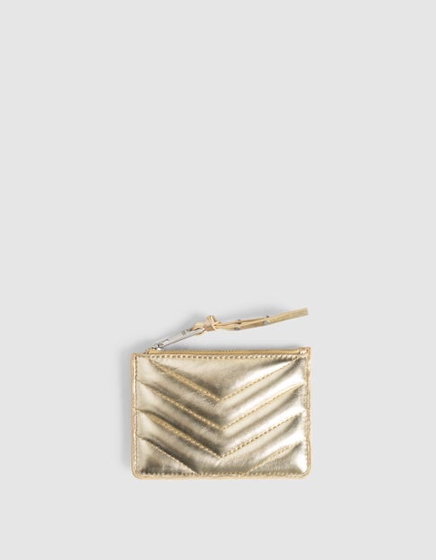 Tarjetero 1440 dorado cuero acolchado mujer - IKKS