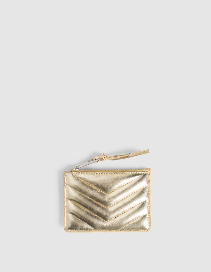 Tarjetero 1440 dorado cuero acolchado mujer-1