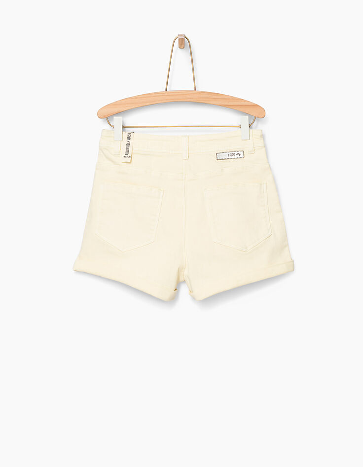 Girls’ pastel yellow denim mom shorts -3