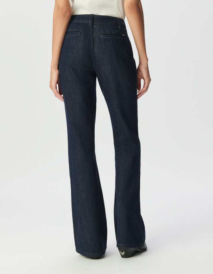 Jean flare brut taille haute plis cousus devant Femme-5 Jean flare brut taille haute plis cousus devant Femme-5