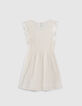Cremewei&szlig;es M&auml;dchenkleid  mit Ajours-Spitze-2