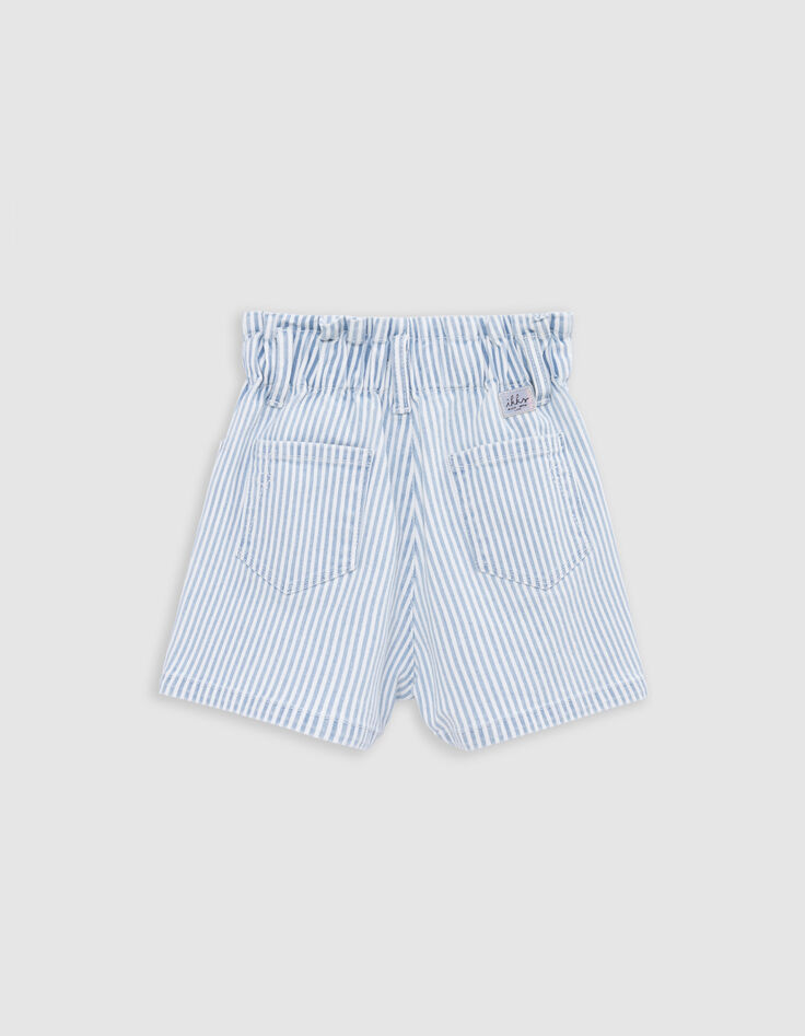 Short en jean blanc rayures bleues fille-6