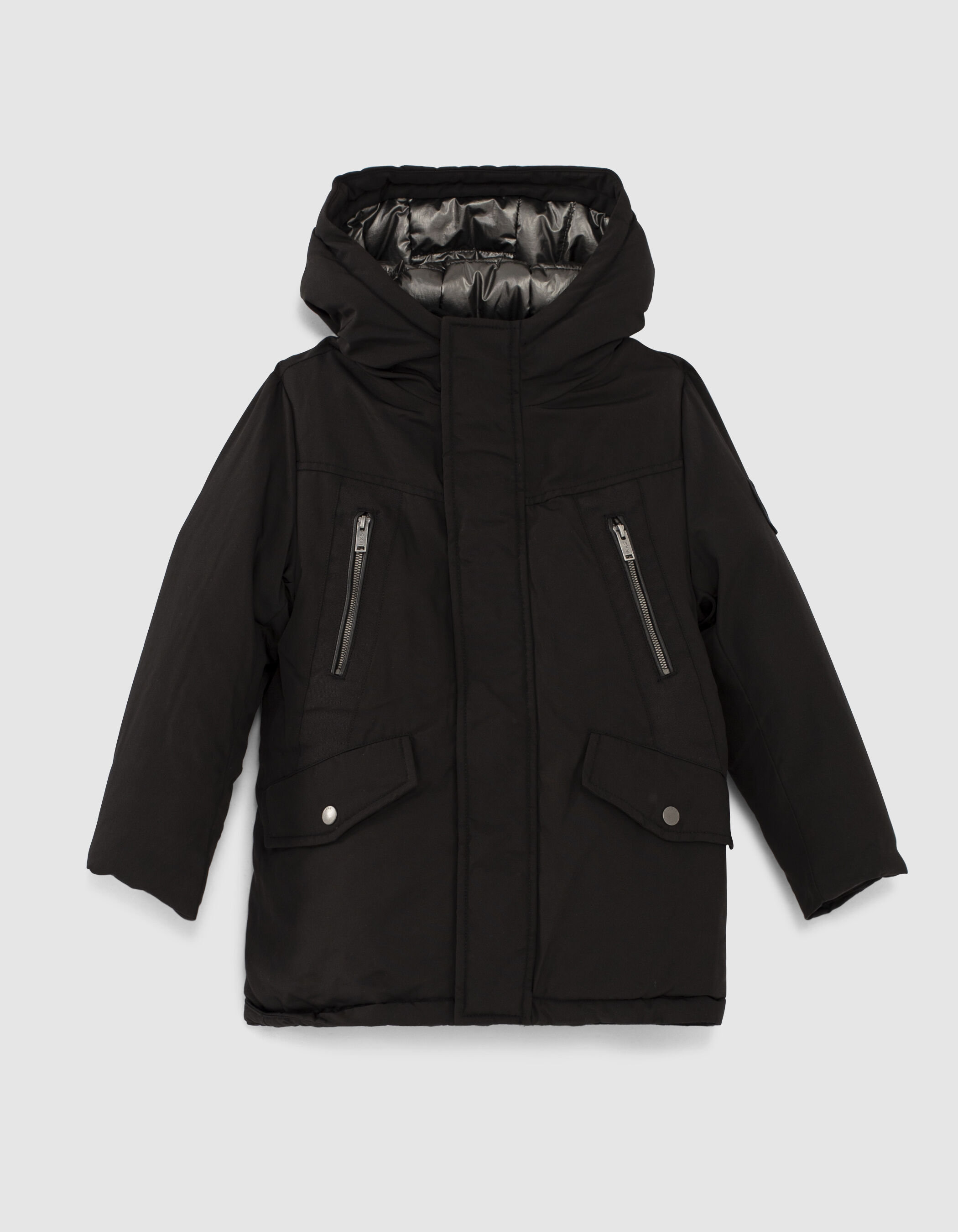 Parka 2 en 1 noire avec doudoune bronze garcon