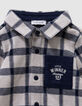 Baby boys’ ecru shirt with navy checks-2