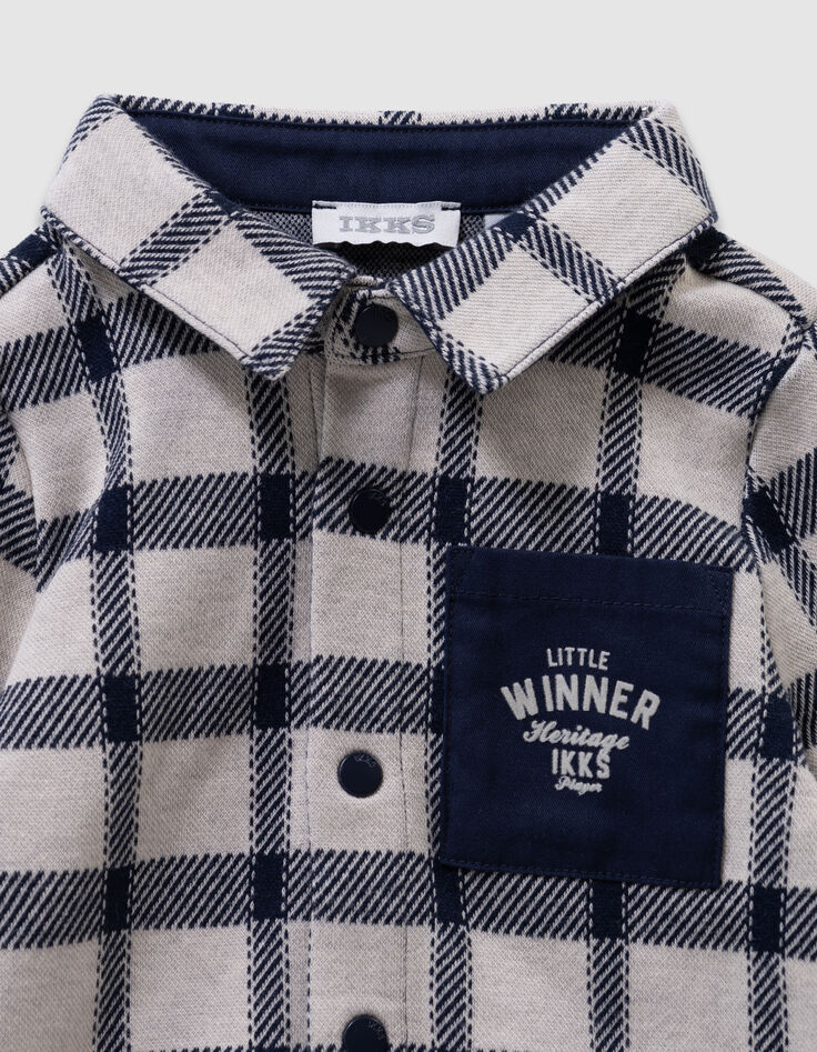 Baby boys’ ecru shirt with navy checks-2