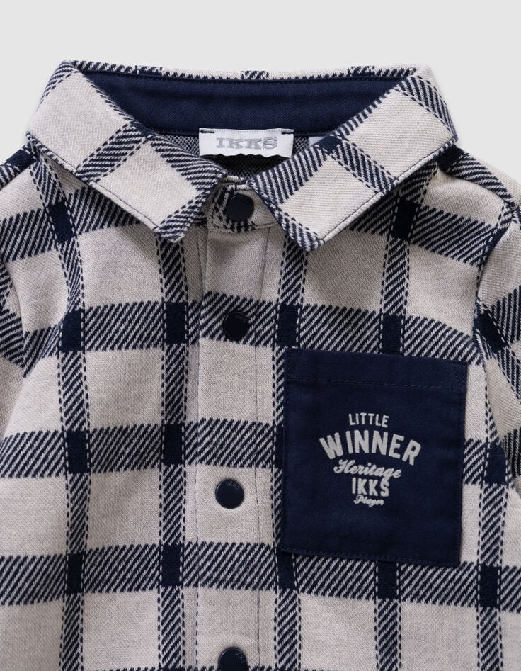 Baby boys’ ecru shirt with navy checks-2 Baby boys’ ecru shirt with navy checks-2