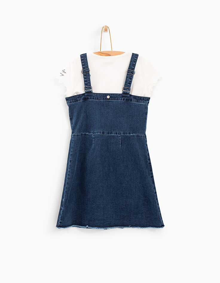 Vestido-peto 2 en 1 vaquero con camiseta niña-4