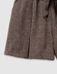 Braune Mädchenshorts aus meliertem Flanell-4