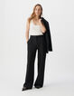 Pantalon de tailleur noir large maille Milano Femme-1