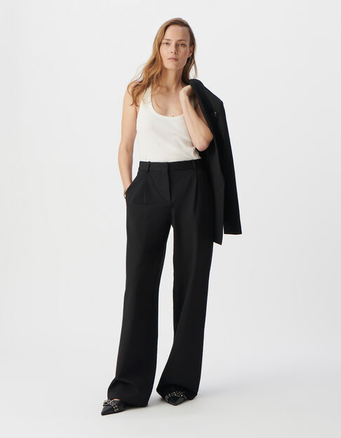 Pantalon de tailleur noir large maille Milano Femme - IKKS