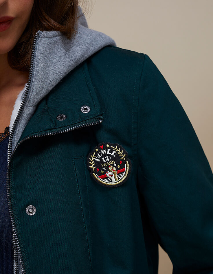 Parka 2 en 1 babery green avec cardigan gris I.Code-6 Parka 2 en 1 babery green avec cardigan gris I.Code-6