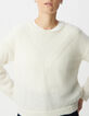 Pull écru tricot jeu de points chevron Femme-4