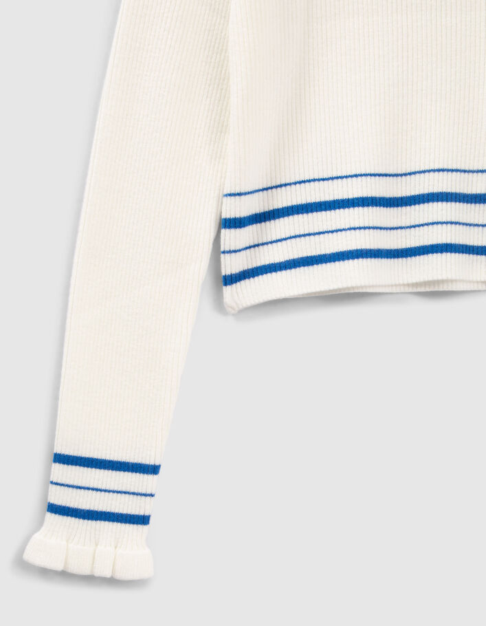 Jersey blanco rayas azules punto niña-6