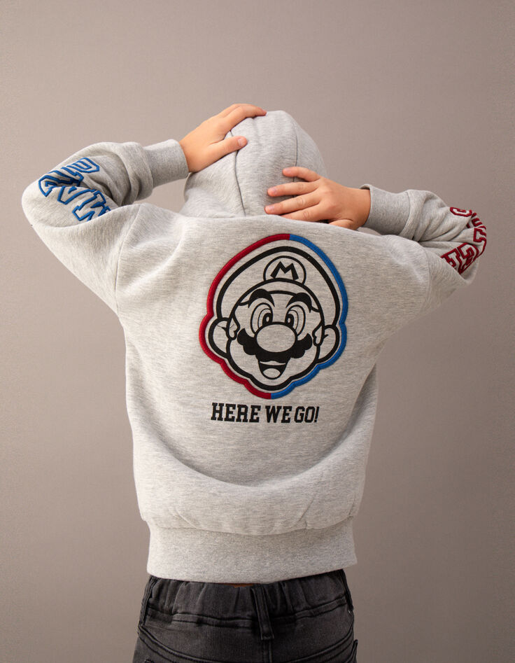 Cardigan SUPER MARIO&trade; gris visuel Mario dos gar&ccedil;on-2