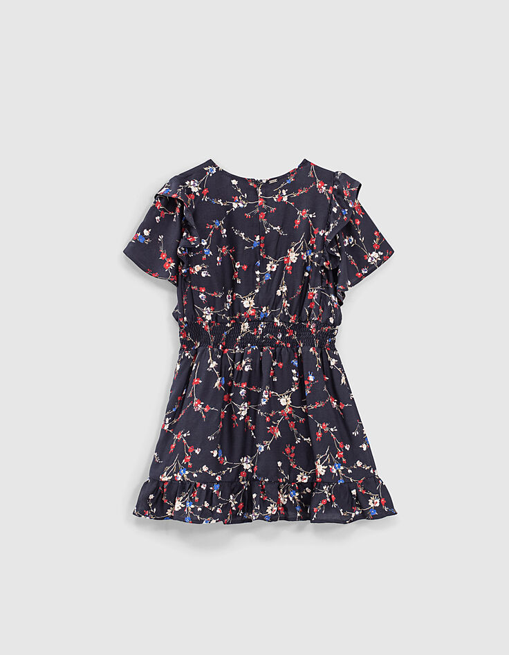 Robe marine mini me imprimé fleurs fille -3 Robe marine mini me imprimé fleurs fille -3