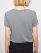 Tee-shirt coton bio gris visuel tête de mort perles femme-2