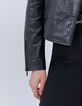 Women’s black crocodile-embossed leather biker jacket-4