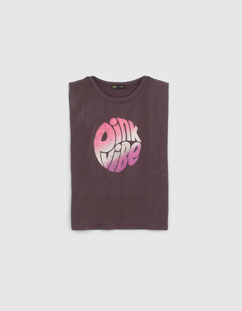 Grijs T-shirt bio tekst in vintagestijl meisjes - IKKS