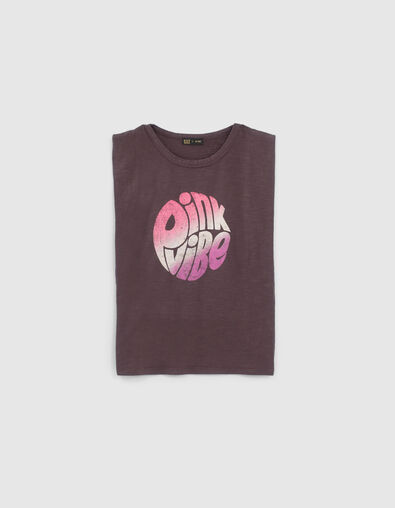 Girls’ grey vintage-vibe slogan organic T-shirt - IKKS