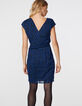 Robe drapée en voile imprimé wavy métallisé femme-3