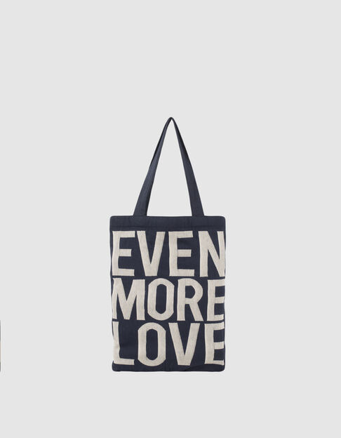 Totebag marine jacquard maxi typo écrue femme