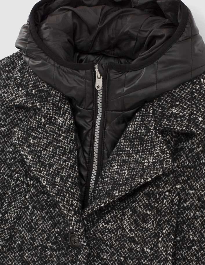 Girls’ black tweed-look coat with padded jacket facing - IKKS