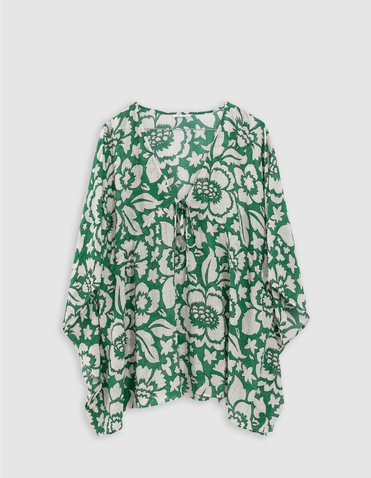 Groene blouse met tropische maxiprint Dames-5