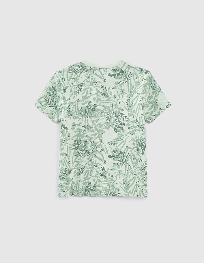 Jungen-T-Shirt mit Blätter-Print und Message, Bio, Aqua  - IKKS