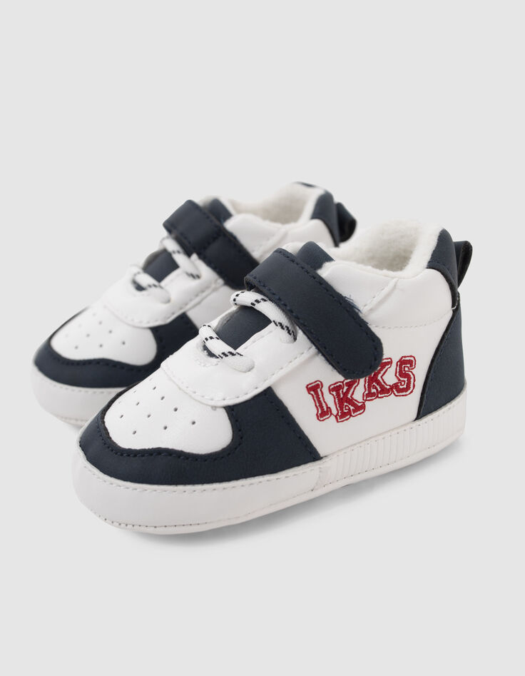 Baby boys’ navy and white Velcro trainers-4