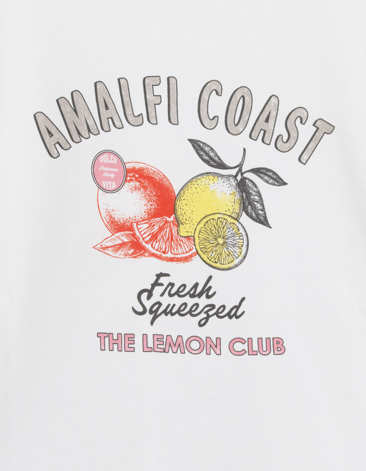 Tee-shirt col rond blanc visuels fruits-2