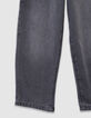 Graue Mädchen-Mom-Jeans sichtbare Knöpfe-7