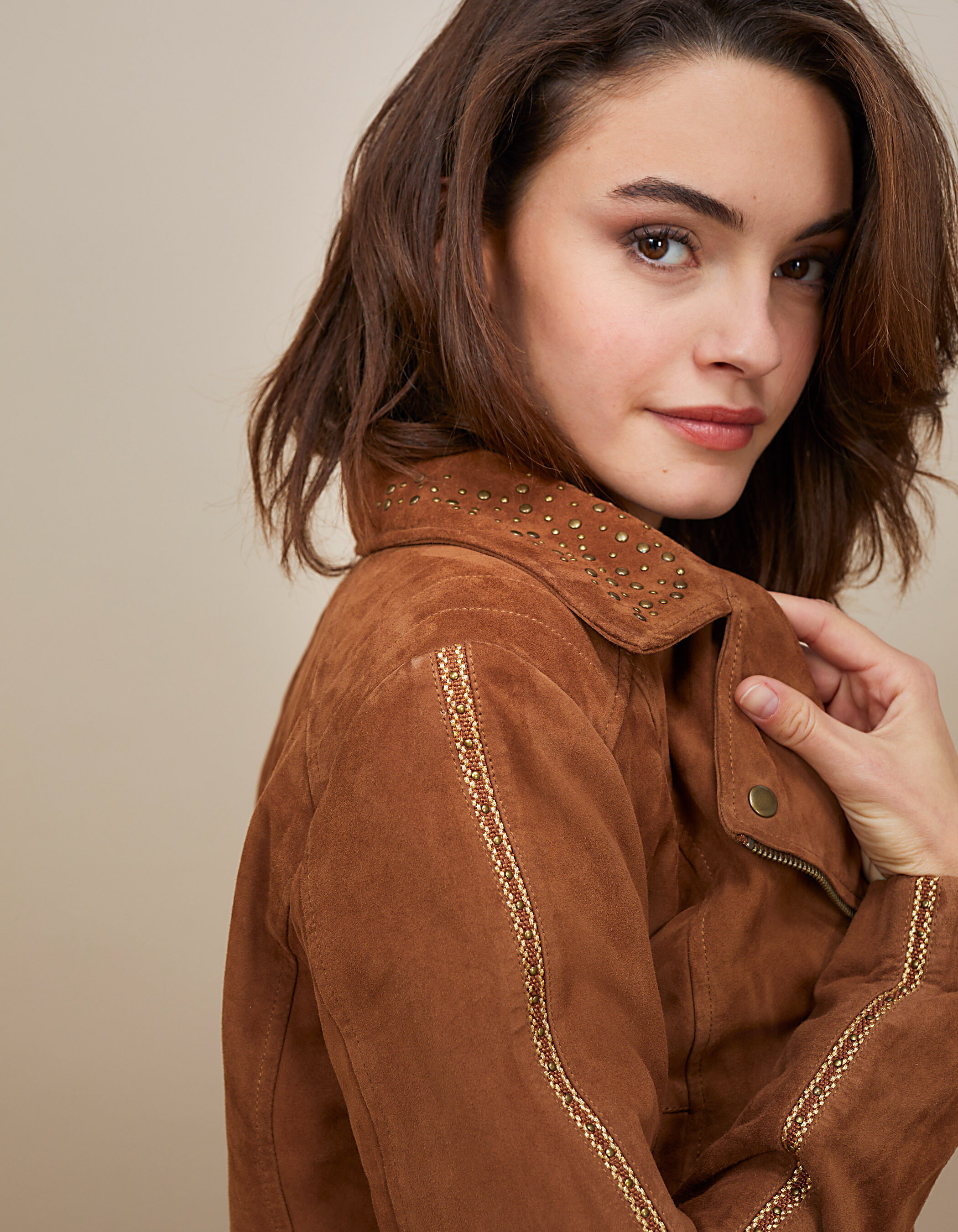 Camel suede outlet jacket womens