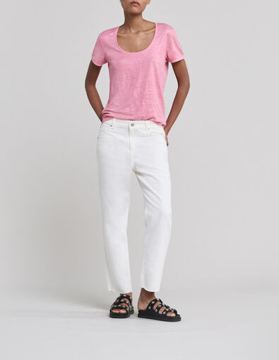 Tee-shirt soft rose maille lin paillet&eacute;e Femme - IKKS