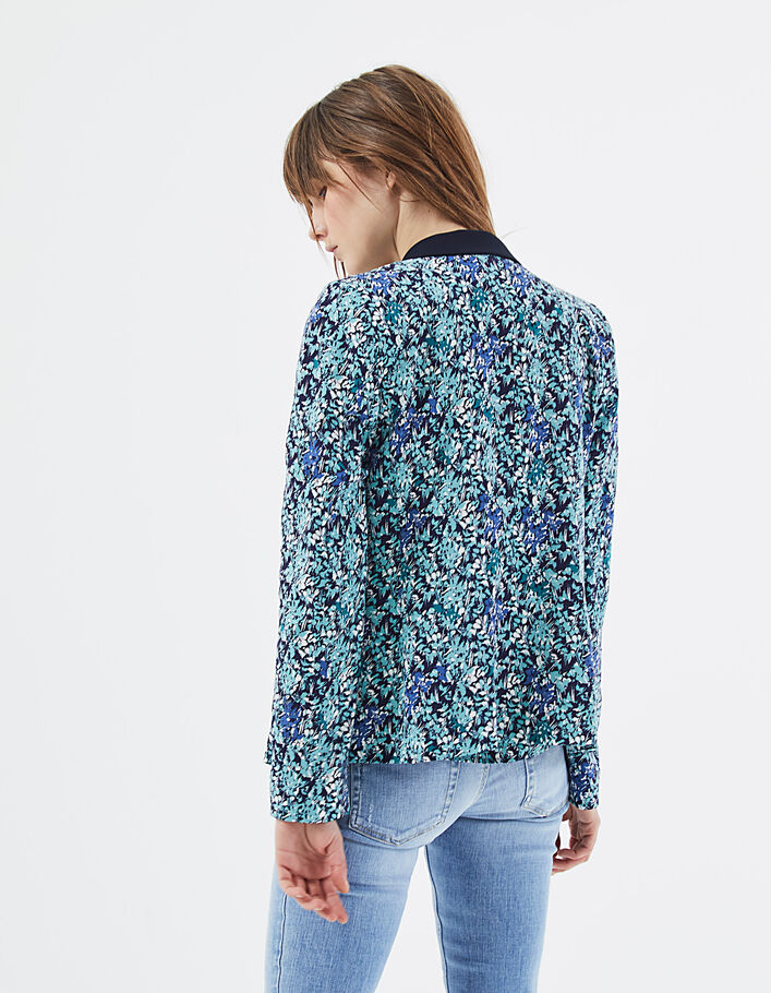 Veste tailleur imprimé Sea Flowers col contrasté femme-3