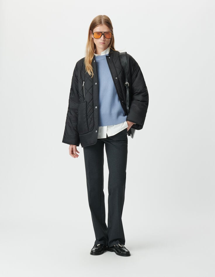 Women’s black quilted padded jacket-1 Women’s black quilted padded jacket-1