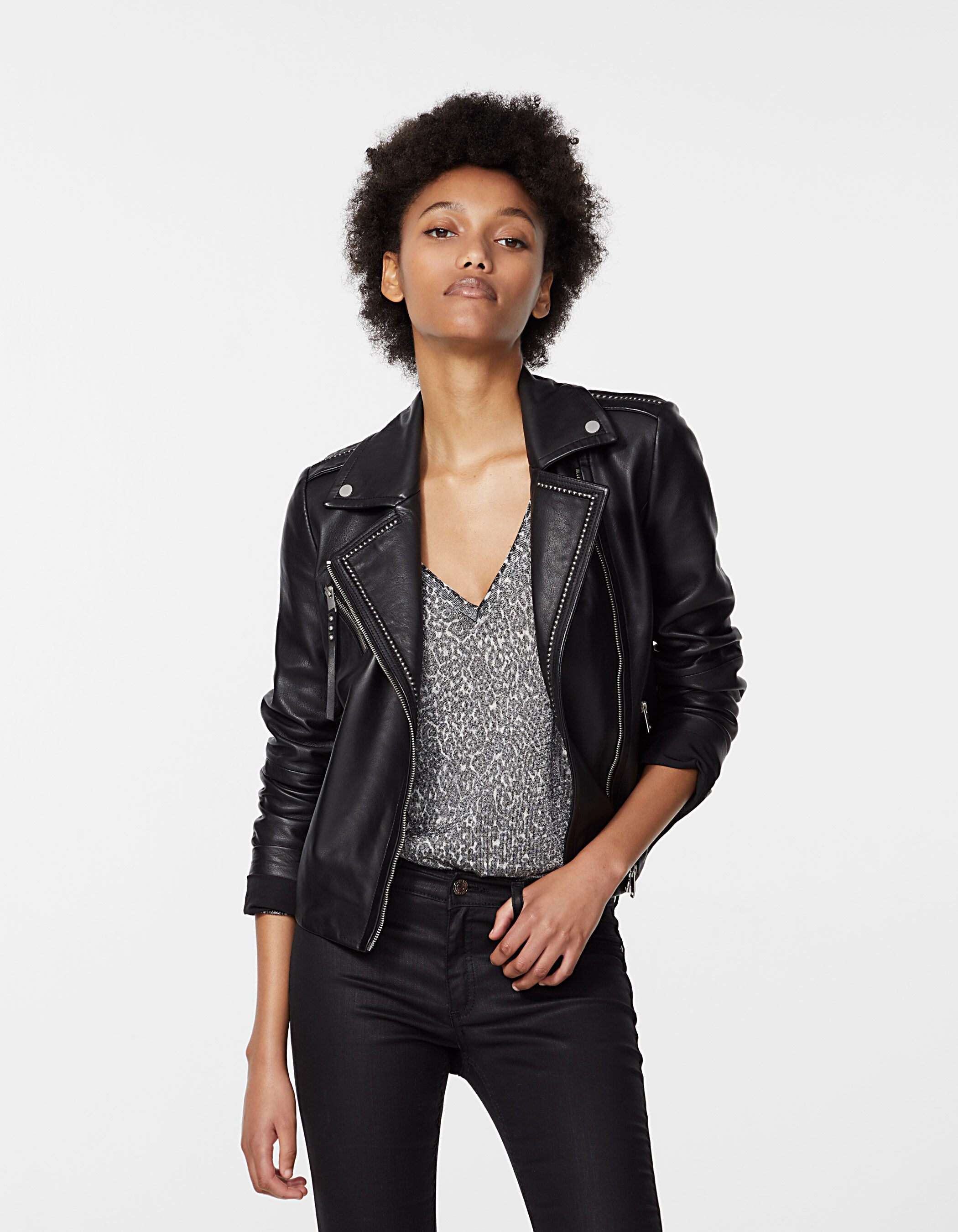 Lambskin leather jacket shop womens