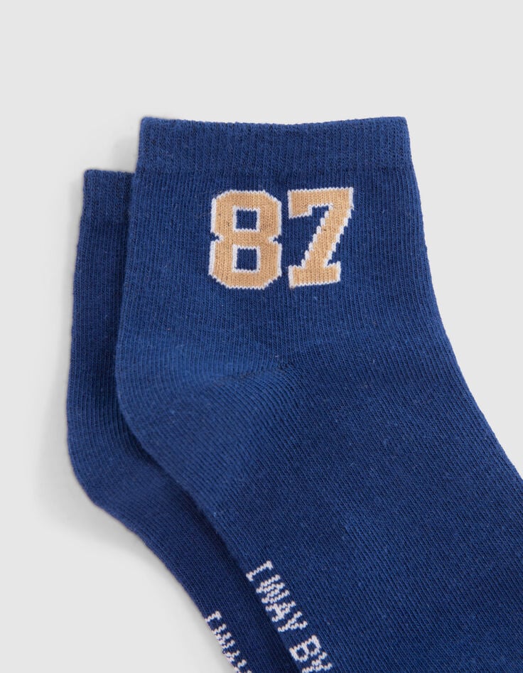 Boys&rsquo; blue and white short socks-4
