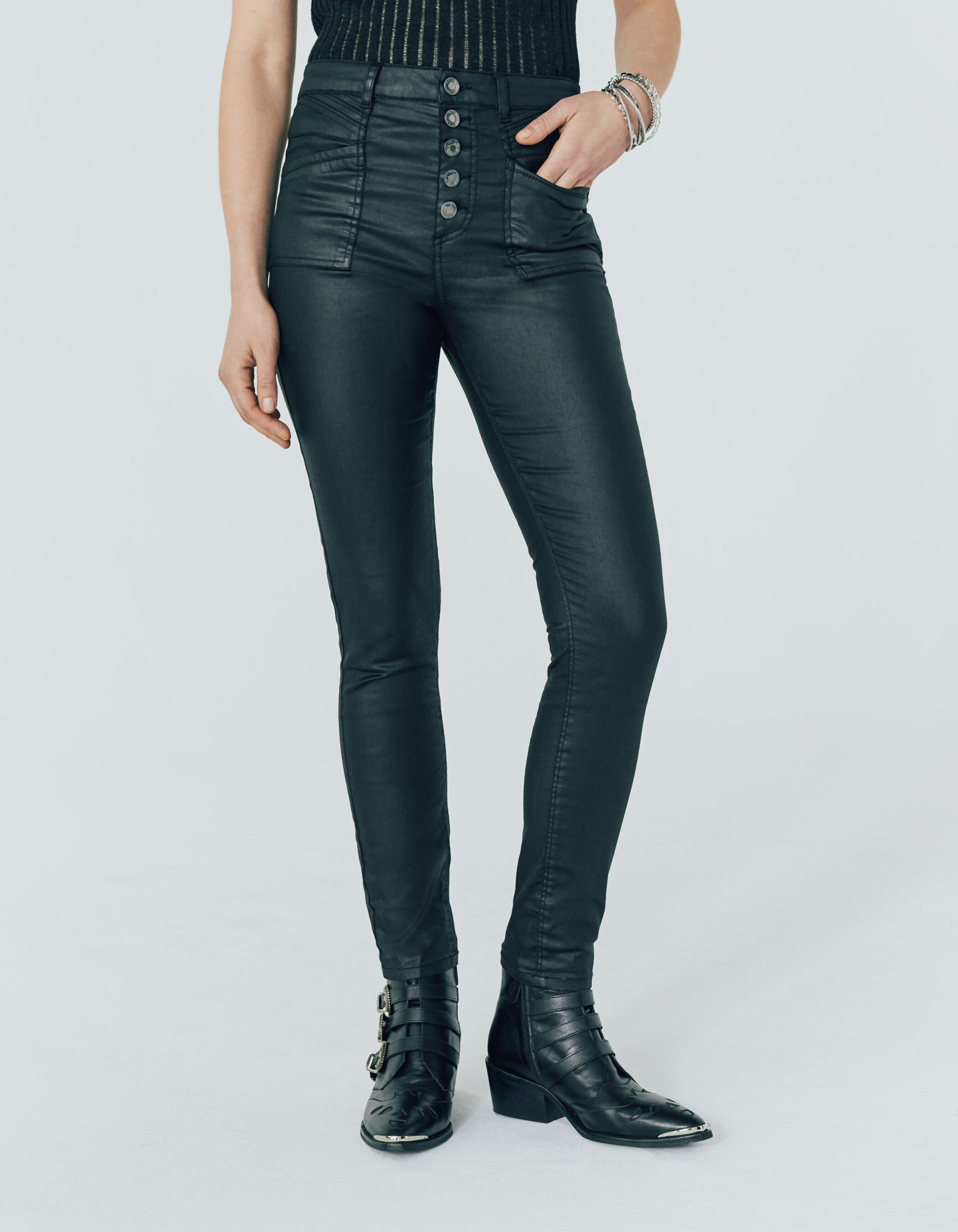 black coated high-waist sculpt-up 