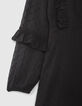 Girls&rsquo; black dotted Swiss jacquard dress with dickey-4